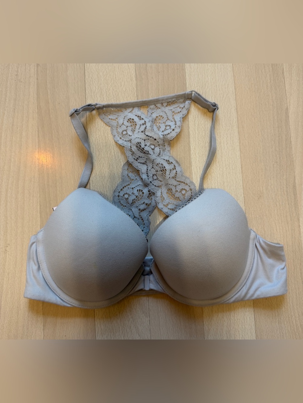 Victoria's Secret Light Gray Lace Racerback Push-Up Bra
